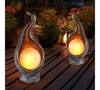 Lampe Solaire LED Deko Boule Extérieure Solarflamme, Lumière Argent/Or, 2 Pièces