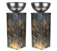 Lampe solaire LED double, lampe d'extérieur, lampe de jardin, jardinière, pot de fleurs, argent, H 59 cm
