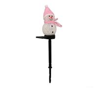 Lampe solaire LED en forme de bonhomme de neige sur piquet pour décoration de Noël extérieure avec design étanche IP54 charge solaire multicolore 17,3 x 10,2 x 8,3 cm pour jardin (rose)