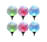 Lampe solaire LED - JUANIO - Boule 8x38 cm - Lot de 6 - Multicolore - Autonomie jusqu'à 8h