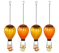 Lampe solaire LED Lampe à suspendre de jardin Ballon à air chaud chien chat multicolore multicolore, métal plastique, LED blanc chaud, LxlxH 12x12x49 cm, set de 4 pièces