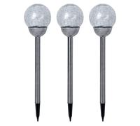 Lampe solaire LED Lampe d'extérieur Décoration de jardin Piquet de terre Lampe de terrasse Décoration solaire Boule de verre brisée, blanc chaud, DxH 12 x 56 cm, 3 pièces