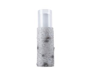 Lampe solaire LED lampe solaire lampe d'extérieur lampe de jardin lampe de table lampe de terrasse, aspect bois verre plastique blanc, batterie incluse 6-8h, 1200K, H 43,5 cm