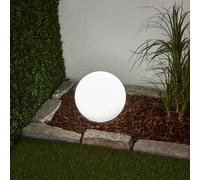 Lampe solaire LED Lindby Lago, Ø 25 cm, boule, piquet de terre, blanc Lago, blanc, Matière Plastique, Moderne, Lampe solaire
