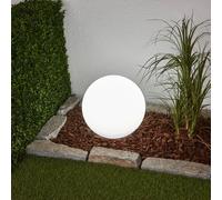 Lampe solaire LED Lindby Lago, Ø 30 cm, boule, piquet de terre, blanc Lago, blanc, Matière Plastique, Moderne, Lampe solaire