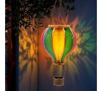 Lampe solaire LED montgolfière à suspendre - 45 cm - Jeu de lumière de jardin avec effet flamme blanc chaud - Lampe décorative de jardin - Lanterne solaire décorative - Lanterne suspendue pour