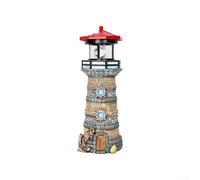 Lampe solaire LED Phare 27 cm IP44 étanche | Lumière LED rotative à 360°, charge automatique, autonomie de 4 à 10 heures, effet réaliste, résistant aux intempéries