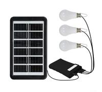 Lampe solaire LED suspendue avec câble de 2 x 8 m pour camping et utilisation en extérieur, ampoule lanterne étanche IPX6 avec chargement multi-appareils et configuration triple ampoule (noir)