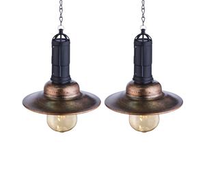 Lampe solaire LED suspendue, lampe de balcon, lanterne d'extérieur industrielle, métal foncé, verre transparent, DxH 15,5x50 cm, lot de 2