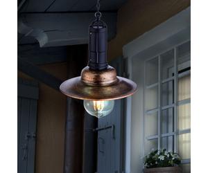 Lampe solaire LED suspendue, lampe de balcon, lanterne d'extérieur industrielle, métal foncé, verre transparent, DxH 15,5x50 cm
