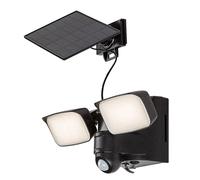 Lampe solaire LESZNO LED 10W 4000K IP54 plastique noir blanc L:28cm avec capteur de mouvement PIR, capteur de lumière