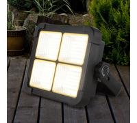 Lampe solaire, spot noir, lampe d'extérieur, résistante aux intempéries, dimmable, base en verre, 1x LED 15W 1000lm 4000K, LxlxH 18,5x5,5x14,5 cm