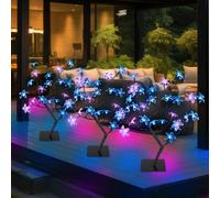 Lampes solaires pour la décoration extérieure du jardin, lampe solaire d'extérieur, lampe enfichable au design d'arbre, arbre à fleurs sur piquet, LED, H 60 cm, lot de 3