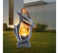 Lampe d'extérieur lumière solaire jardin patio, LED décoration effet de feu boule de verre craquelé, 1x LED 3000K blanc chaud, LxlxH 25,5x11x45 cm