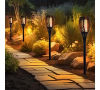 Lampe Solaire Luminaires Torche LED Effet Feu Lampe De Jardin H 78 Cm Lot De 4