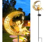 Lampe solaire lune pour extérieur, décoration de jardin pour extérieur, elfe, fée fleur, étanche, avec piquet de terre, lampe solaire d'extérieur pour extérieur, décoration de terrasse, pelouse