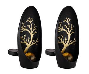 Lampe solaire motif arbre lampadaire lampe solaire noir décoration de jardin solaire, batterie IP44 métal, 1x LED, LxlxH 14x7x30cm, lot de 2