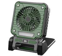 Lampe solaire multifonction et ventilateur de camping, design portable, force du vent réglable, idéal pour les aventures en plein air (vert)
