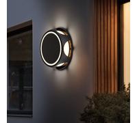 Lampe solaire noire Lampe extérieure Lampe murale Lampe de jardin Lampe enfichable Batterie Mur de maison résistant aux intempéries, alu plastique, 1x LED 3000K, DxH 14x3,6 cm