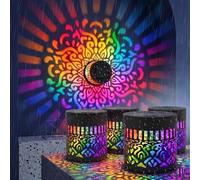 Lampe Solaire Murale Mandala Exterieurnh,Solar Mandala Wall Light Projector,Seven-Color Changing Solar Mandala Projection, Waterproof Metal Decorative Lamp For Garden, Patio, Yard & Deck (6PCS)