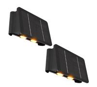 Lampe solaire noire Lampe d'extérieur Balcon Lampe murale Angulaire Lampe de jardin Accumulateur Mur de maison résistant aux intempéries, 1x LED 40lm 3000K, LxlxH 17x10,8x6,4 cm, 2er Set
