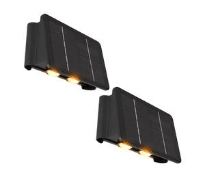 Lampe solaire noire Lampe d'extérieur Balcon Lampe murale Angulaire Lampe de jardin Accumulateur Mur de maison résistant aux intempéries, 1x LED 40lm 3000K, LxlxH 17x10,8x6,4 cm, 2er Set