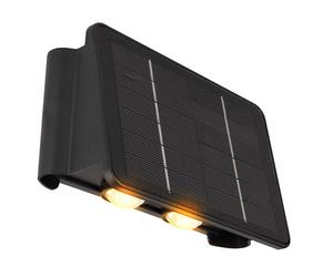 Lampe solaire noire Lampe d'extérieur Balcon Lampe murale moderne Lampe de jardin angulaire Accu Mur de maison résistant aux intempéries, plastique, 1x LED 40lm 3000K, LxlxH 17x10,8x6,4 cm