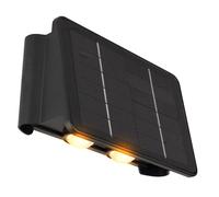 Lampe solaire noire Lampe d'extérieur Balcon Lampe murale moderne Lampe de jardin angulaire Batterie Mur de maison résistant aux intempéries, plastique, 1x LED 40lm 3000K, LxlxH 17x10,8x6,4 cm