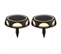 Lampe solaire noire Lampe murale extérieure Lampe de jardin Lampe enfichable Accumulateur Mur de maison, alu plastique, 1x LED 3000K, DxH 14x3,6 cm, set de 2