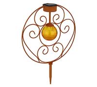 Lampe solaire orientale en verre - Couleur rouille - Lampe décorative de jardin - Lampe solaire en métal pour l'extérieur - Métal et verre - 1 LED 0,06 W - Blanc chaud - 30 x 8,5 x 41 cm (L x l x H)