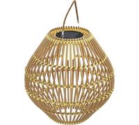 Lampe solaire Outsunny, lampe de jardin en rotin, lampe solaire étanche avec capteur de lumière, lampe de jardin LED avec design tambour, pour terrasse, balcon, acier, jaune