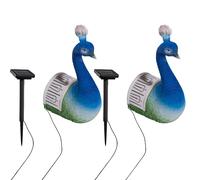 Lampe solaire Paon Applique murale extérieure Figures Lampe solaire changeur de couleur, batterie IP44, multicolore montage mural, RGB LED, LxLxH 12x8,5x20cm, set de 2
