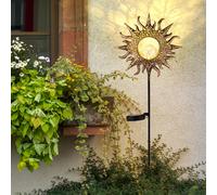 Lampe Solaire Piquet D'Extérieur LED Pointe Crackle Boule de Verre Rust Soleil