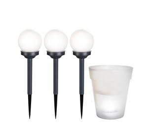 Lampe solaire prise lampe boule lumineuse extérieure avec piquet pot de fleur solaire, 1x pot de fleur 3x boule, ampoules LED, lot de 4