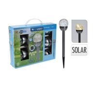 Lampe Solaire - ProGarden - Boule Inox - 5 pièces - 4 LED blanc chaud - Installation facile