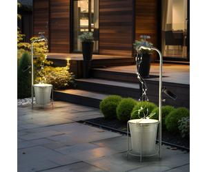 Lampe solaire robinet 30x LED décoration de jardin lampe d'extérieur lampe de terrasse, métal plastique argent, blanc chaud, LxH 17x62 cm, lot de 2