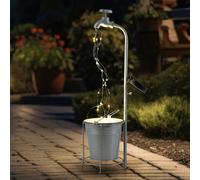 Lampe solaire robinet 30x LED décoration de jardin lampe d'extérieur lampe de terrasse, métal plastique argent, blanc chaud, LxH 17x62 cm