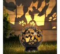 Lampes solaires d'extérieur, décoration de balcon, décoration de jardin, lampe solaire en métal d'extérieur, design fleur papillon, noir, LED, DxH 20 x 22,5 cm