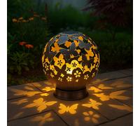 Lampes solaires d'extérieur, décoration de balcon, décoration de jardin, lampe solaire en métal d'extérieur, design fleur papillon, noir, LED, DxH 20 x 22,5 cm