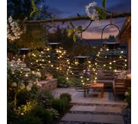 Lampe solaire à LED Lampe suspendue Nid d'abeille Lampe solaire Jardin Spirale anthracite Lampe d'extérieur, 18x LED blanc chaud, D 15 cm, Set de 4
