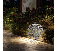 Lampe solaire argent patio lumière Reto lampe d'extérieur, LED plug-in lumière jardin décoration balcon antique, métal, 1x LED 3000K, DxH 40x51 cm