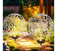 Lampe Solaire Spots à Encastrer D'Extérieur LED Stanzungen Métal Argent Antique