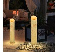 Lampe Solaire Spots à Encastrer Extérieur Bambou LED Cour Pointe Décorative 2er