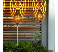 Lampe Ampoule à Enficher Solaire LED Effet de Lumière Cuivre Inox Jardin 2x