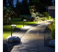 Lampe solaire noire à brancher, lampe solaire de jardin, éclairage haut et bas, 13x LED blanc chaud, DxH 11x45 cm, lot de 4