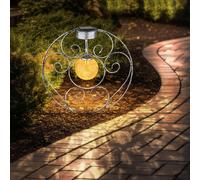 Lampe solaire boule de verre orientale lumière décorative lampe de jardin lampe solaire solaire en métal pour l'extérieur, verre en métal, piquet de sol, 1x LED 0,06W blanc chaud, LxPxH 30x8,5x41 cm