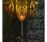 Lampe solaire, lampe d'extérieur, lampe à brancher, lampe de jardin rétro, abat-jour avec motif, acier, cuivre noir, 1x LED 3000 K, LxlxH 8x8x85 cm