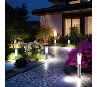 Lampe Solaire Spots à Encastrer Lampadaire LED Inox Pointe D'Extérieur 6er Set