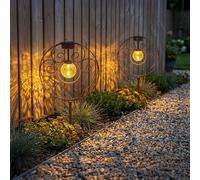 Lampe Solaire Spots à Encastrer LED Boule de Verre Métal Pointe Rust 2er Set