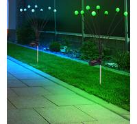 Lampe solaire, lampe d'extérieur, lampe de jardin, lampe décorative, lampe enfichable avec changement de couleur RVB, acier inoxydable, plastique noir, batterie, 8x LED RVB 0,06 W, H 70 cm, lot de 2